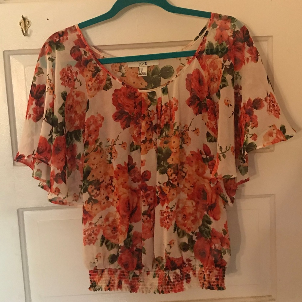 Forever 21 Sheer Floral Blouse